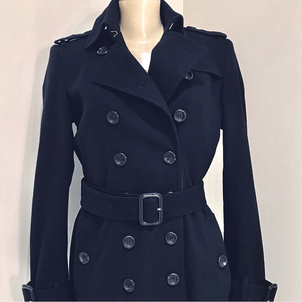BURBERRY LONDON LITTLETON WOOL RUFFLE HEM COAT. - Picture 3 of 13